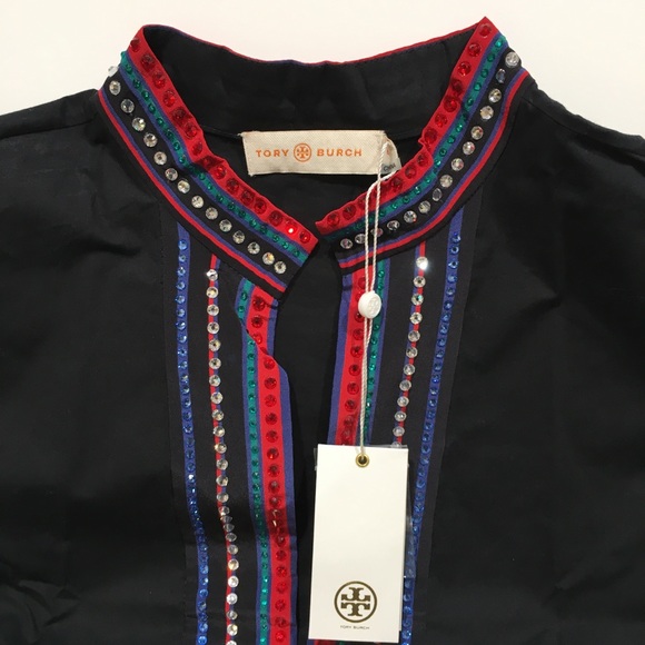 Tory Burch Crystal Embellished Tunic -Black -US 6 -NWT - Picture 4 of 10